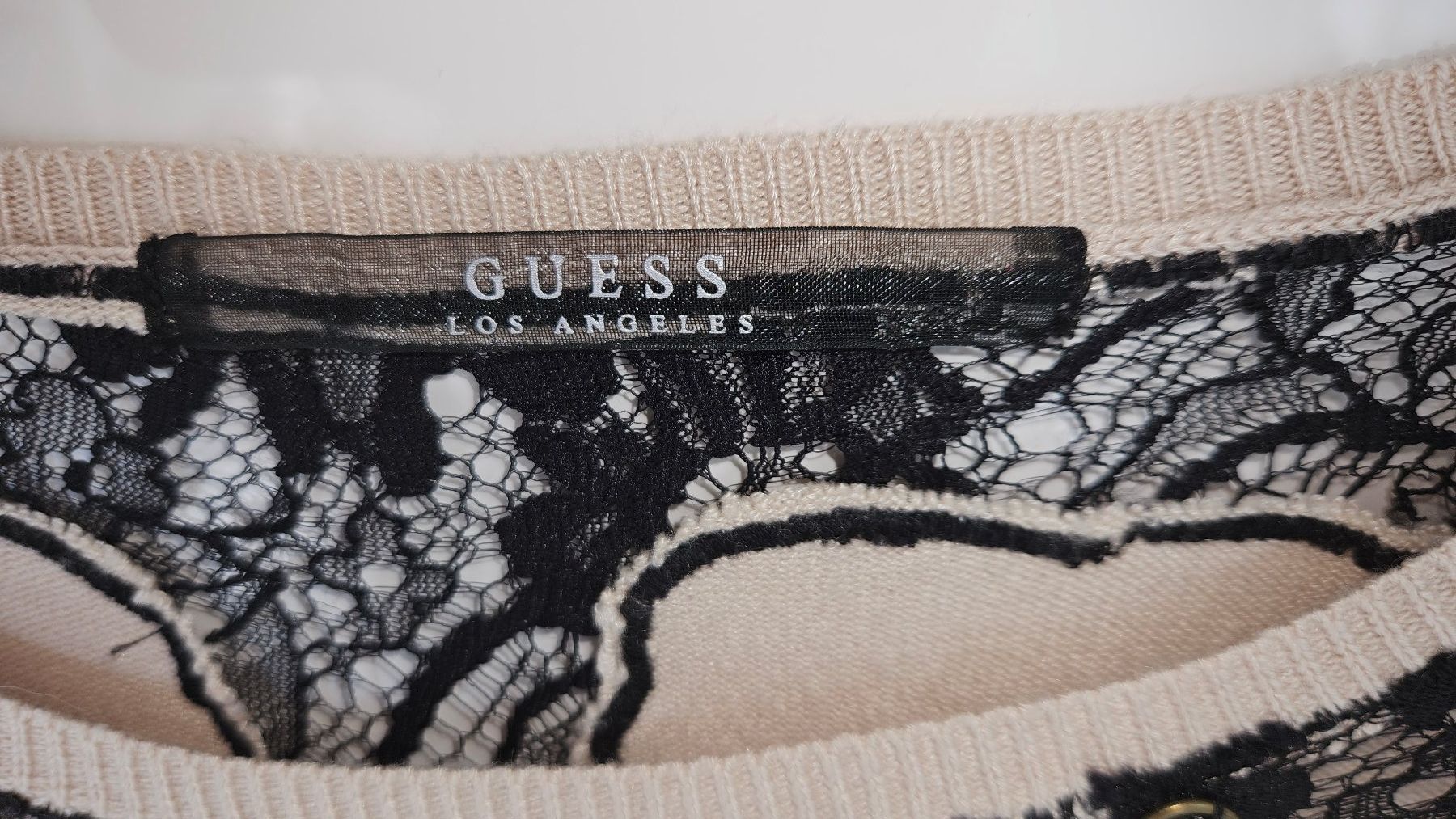 Guess Maglioni & Felpe: Pullover von Guess Gr. 36 Beige mit Schwarzer Spitze – Usato da Gossau ZH venduto da Goes05 2
