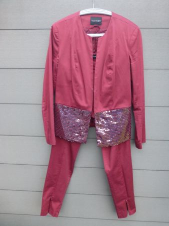 Bodyflirt Hosenanzug, bordeauxrot, Gr. 40, paillettenbesetzt