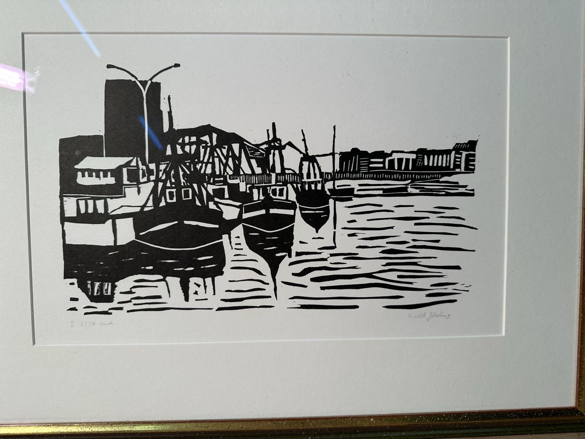 Incisioni: Linogravure originale signée encadrée 21/20 – Usato da Lausanne venduto da artnouveau04 1