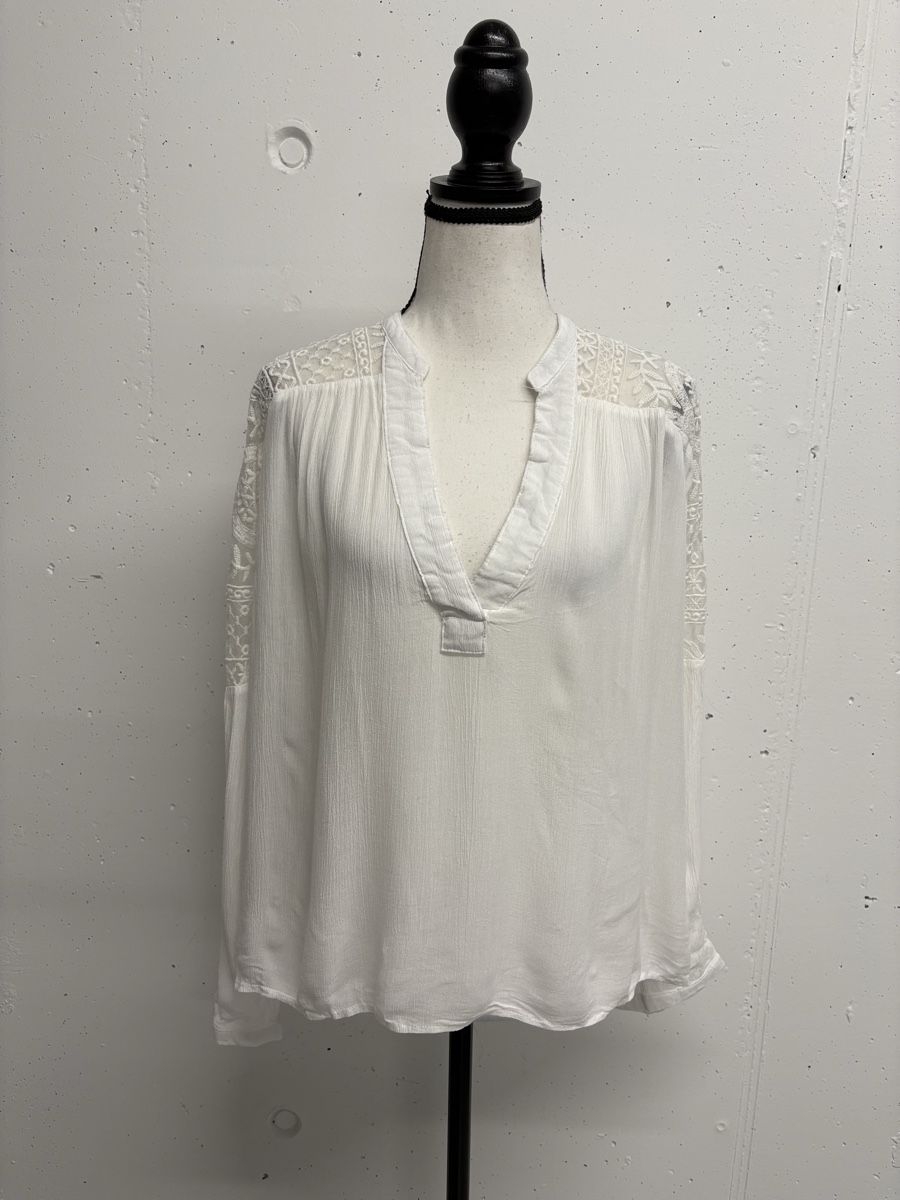 Camicette: Glamour Crown Bluse Gr. 40 Weiss mit Spitze Viskose – Usato da Regensdorf venduto da secondchancefashion