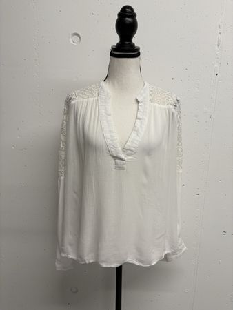 Glamour Crown Bluse Gr. 40 Weiss mit Spitze Viskose