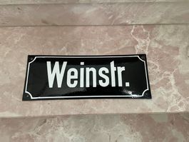 Altes Emaille Strassenschild "Weinstr." 40 cm x 15 cm