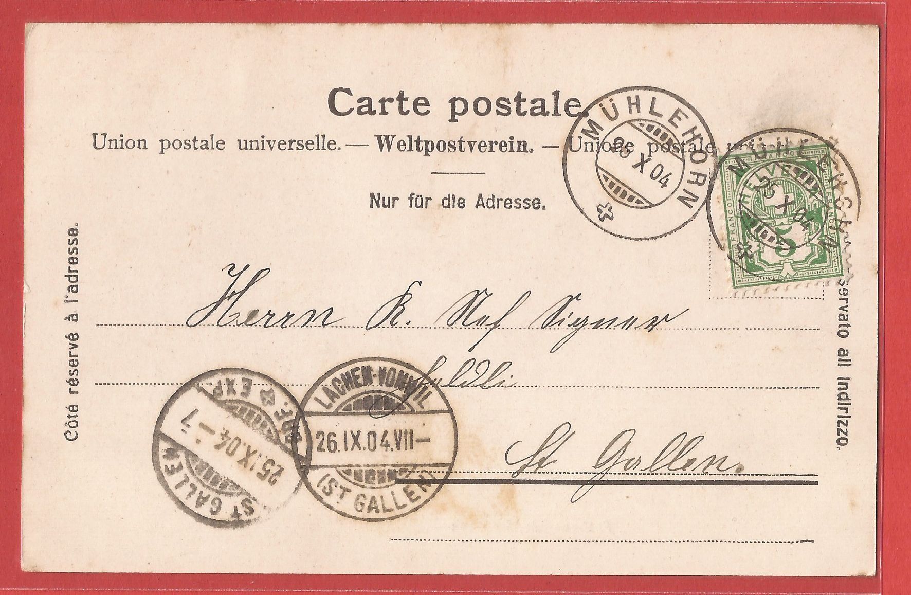 Cartes postales: Filzbach mit Mattstock - 1904 – D'occasion à Fislisbach par Porano 1