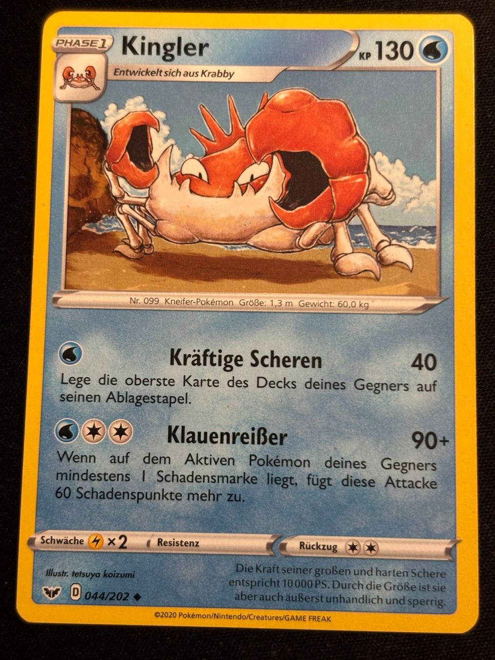 Pokémon Carte collezionabili: Pokemon Kingler - Sword-Shield 44/202 - Deutsch – Usato da Bern venduto da Big_GS