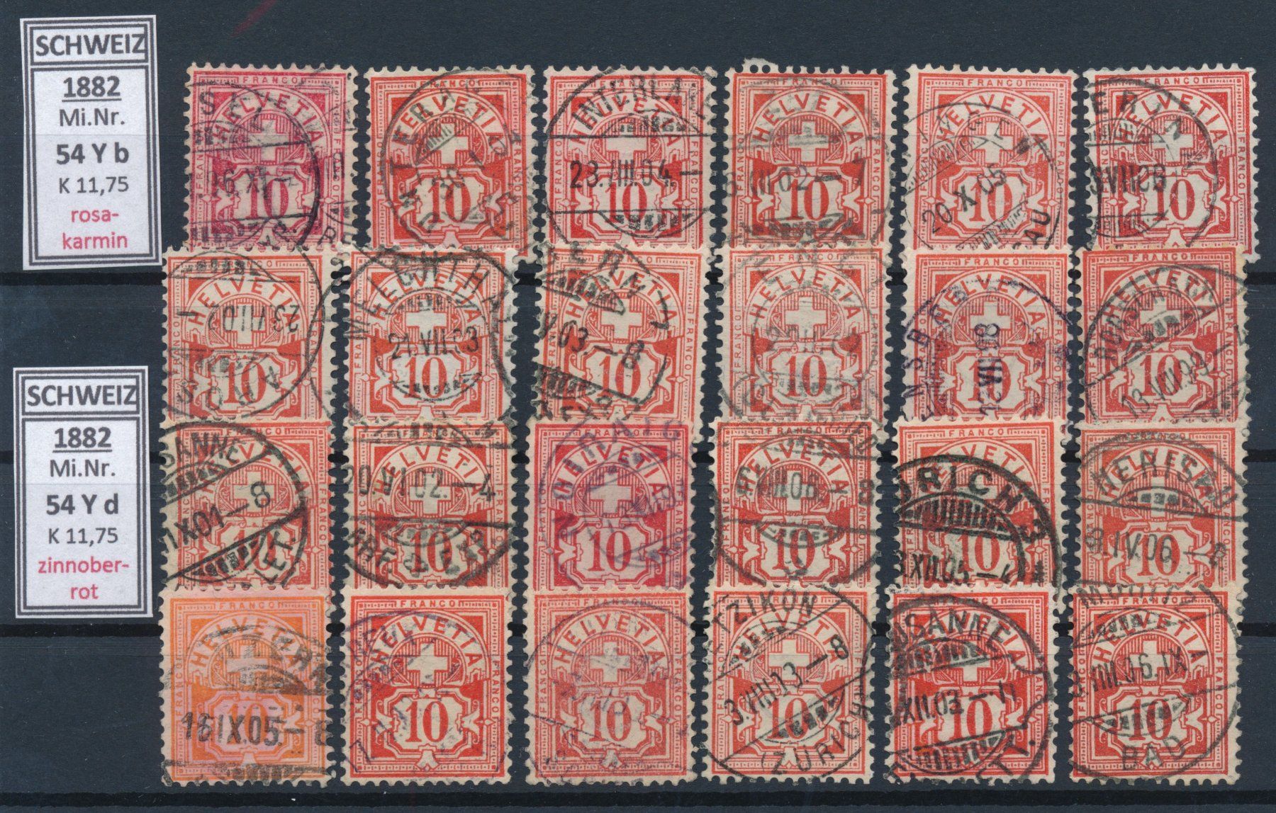 Alle Briefmarken: 60 Ziffermuster 10Rp. – Gebraucht aus Bonau von Profila3 2
