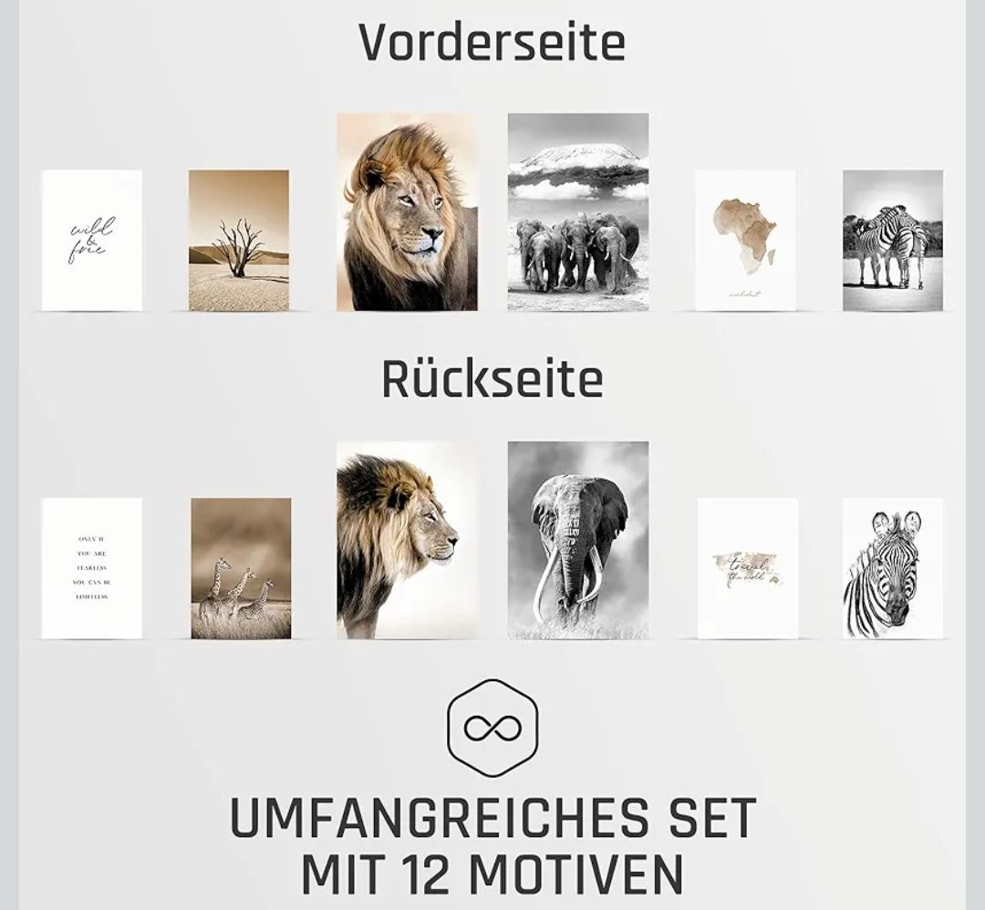 Poster & Bilder: 7er Set Tierbild Kunstdrucke mit Rahmen – Gebraucht aus Dinhard von Sarn02 1