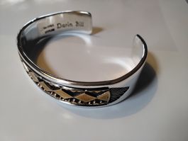 Armreif Darin Bill Navajo 925 Silber/Gold Massiv!