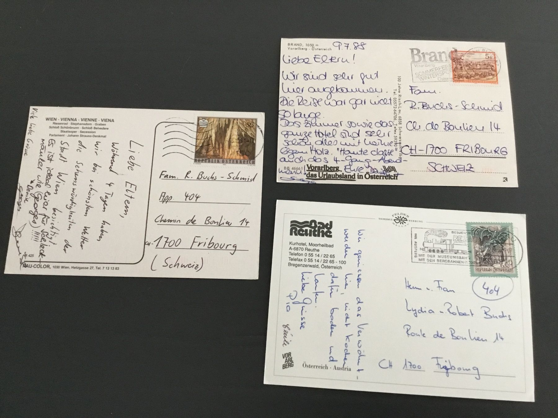 Cartoline postali: 3 alte Ansichtskarten Wien-Brand-Bad Reuthe – Usato da Kerzers venduto da Georges3210 1