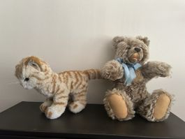 2 Steiff Tiere Katze und Bär 