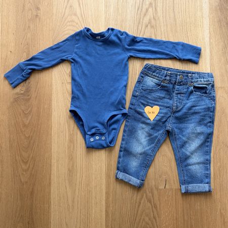 Baby Set, Gr. 80, mitwachsender Body & Jeans - Top Zustand!