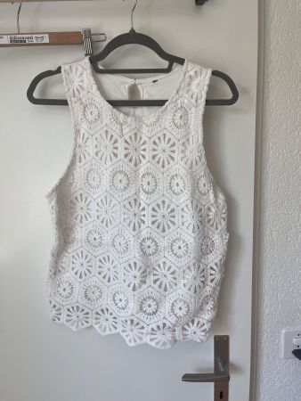 Gehäkeltes Sommer-Top, Gr. S/M, Weiss, wie neu! ☀️