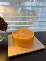 Kerze gross 3 Wick auf Platte Champagner / Orange - NEU!