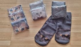 Knöchelhohe Socken mit Katzenmotiv - Gr. 33-35