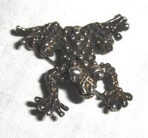Alte Silber Brosche Frosch
