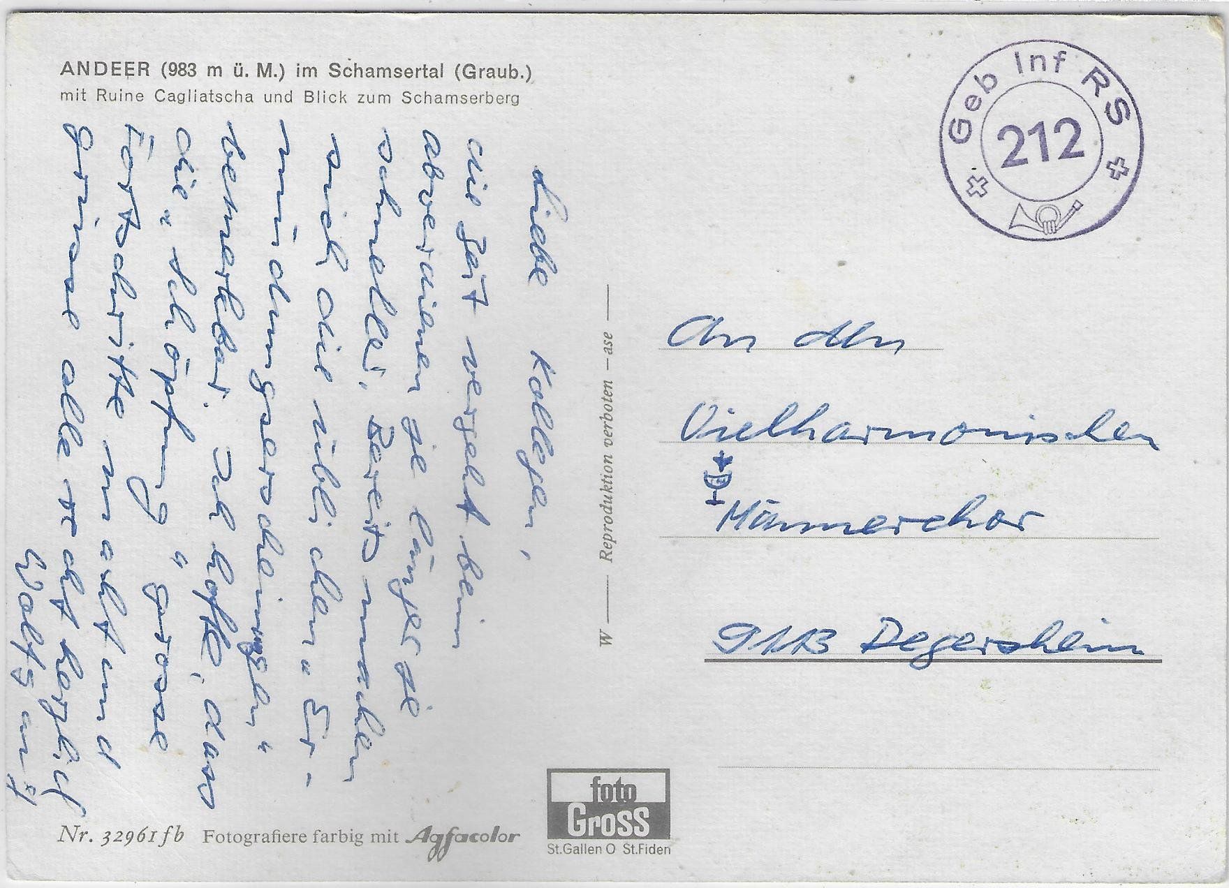 Cartoline postali: Andeer im Schamsertal – Usato da Ettingen venduto da Kartenplanet 1