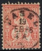 30 Rp. Sitzende Helvetia mit Vollstempel BASEL 19 FEB 68