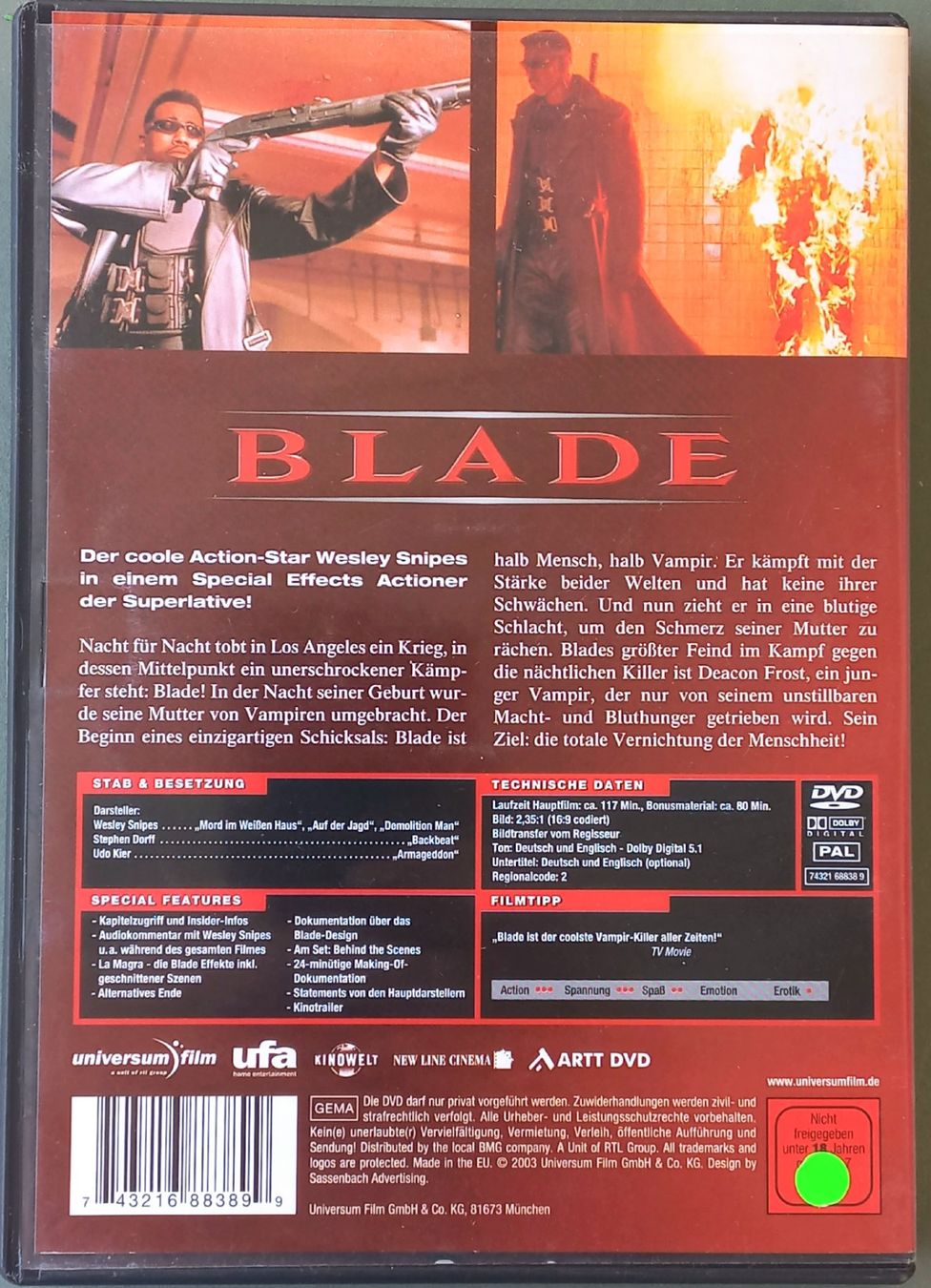 Tutti i DVDs: DVD D/E - Blade - Wesley Snipes – Usato da Niederuzwil venduto da lubimaja 2