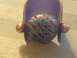 Ring mit flame-art Glasperle blau