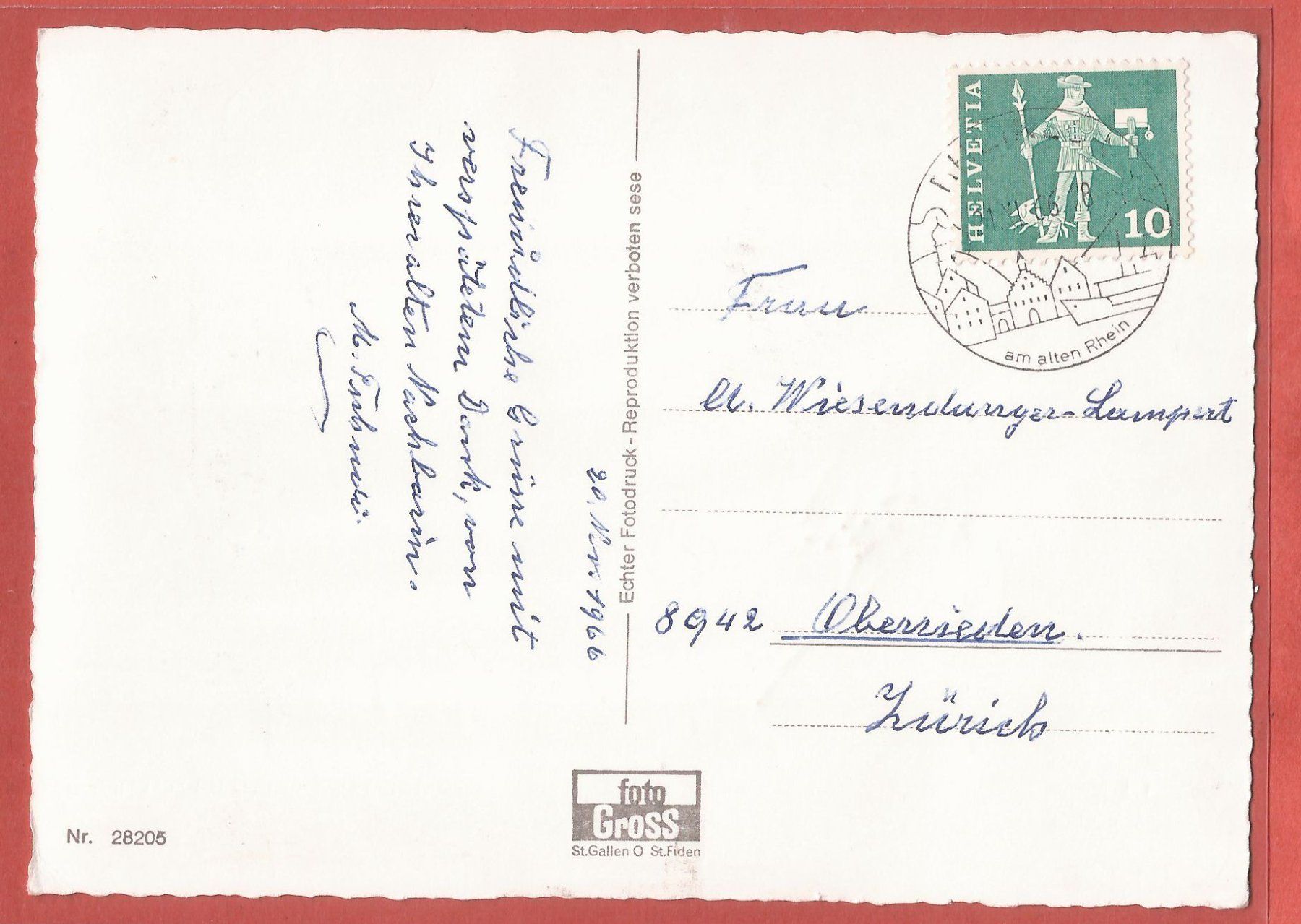 Ansichtskarten: Rheineck Hauptstrasse - 1966 gestempelt – Gebraucht aus Fislisbach von Porano 1