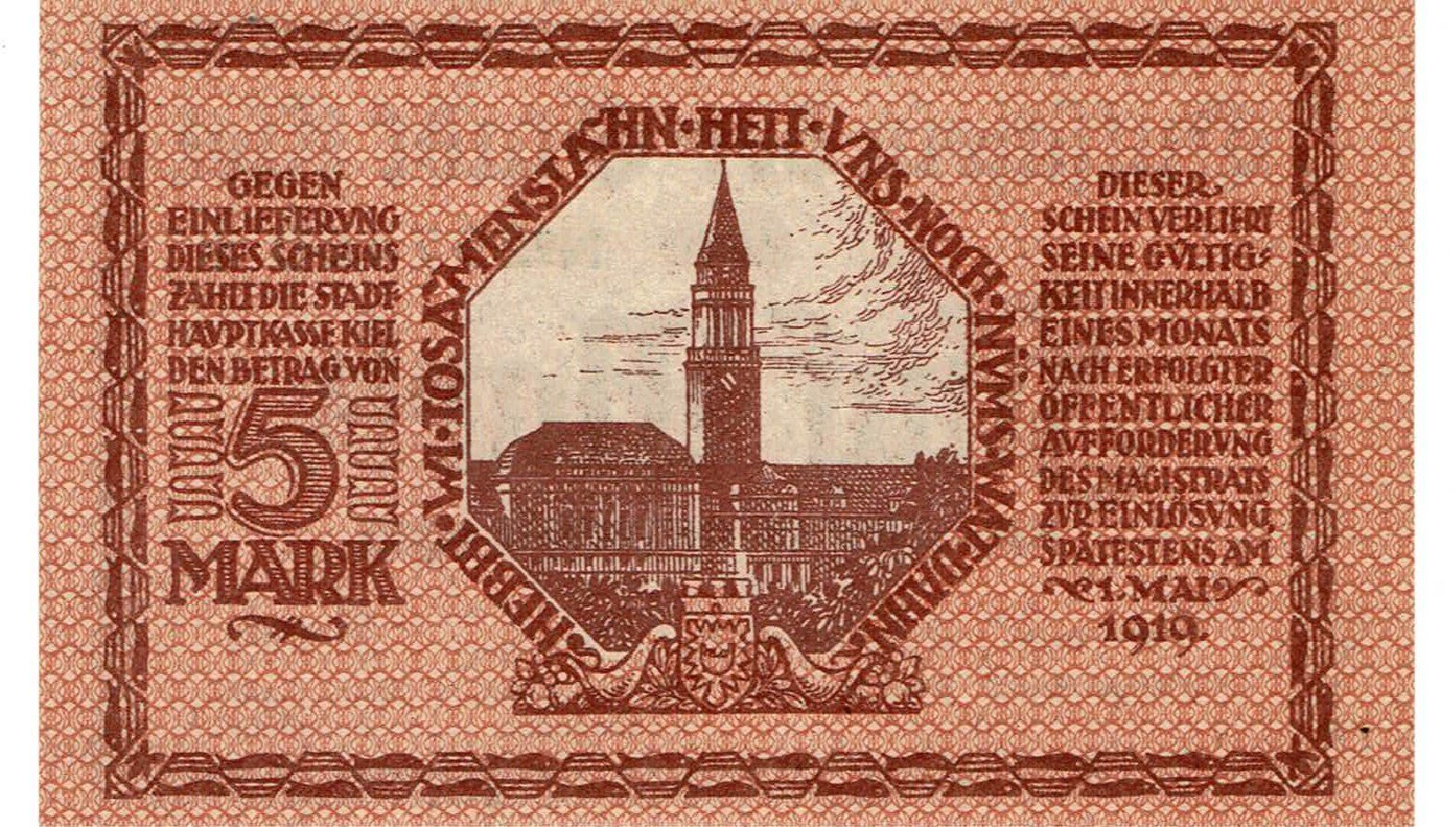 Banknoten: Kiel 5 Mark 15.10.1918 VZ++-UNZ – Gebraucht aus Steffisburg von ber_8htf 1