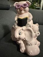 Lustige Spardose, rosa Schwein, Nilpferd, Elefant und Bärche