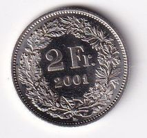 Schweiz 2 Franken 2001 vorz- unz