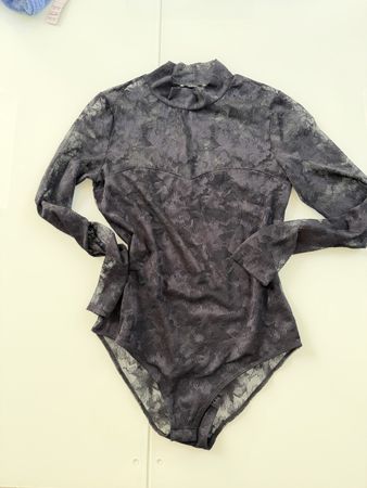 Body langarm Spitze schwarz Grösse M