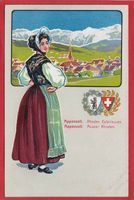 APPENZELL AUSSERRHODEN, TRACHT, WAPPEN, LITHO 1917
