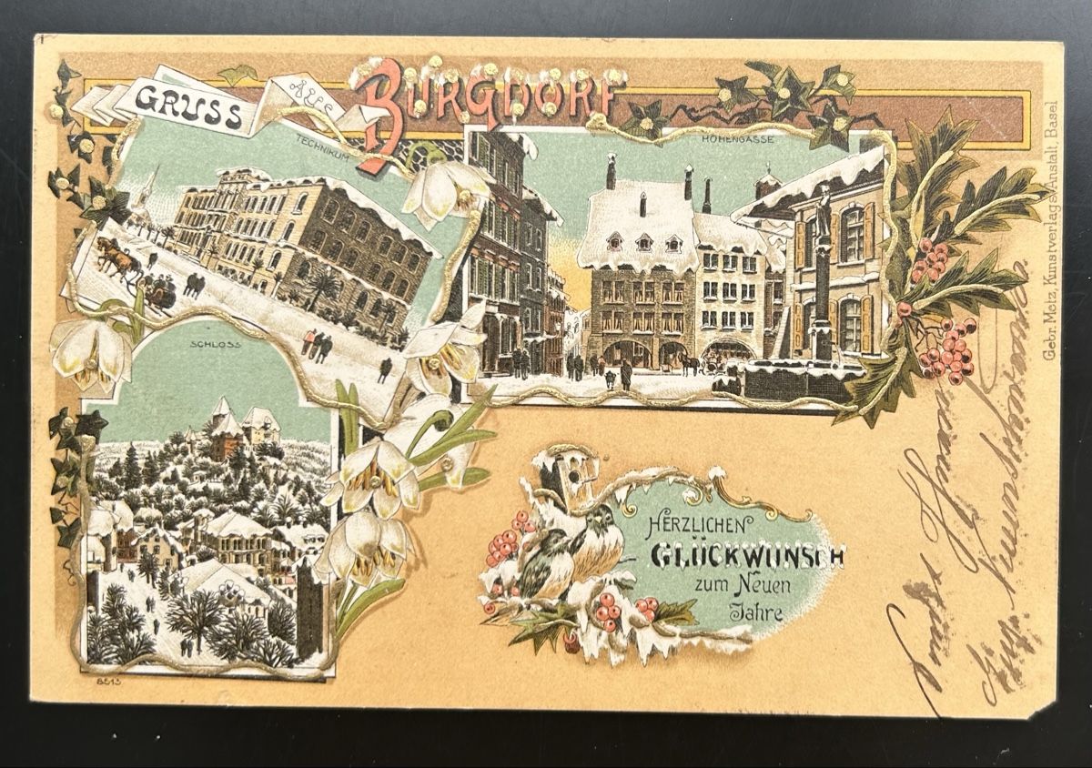 Cartoline postali: Gruss aus Burgdorf Winterlitho  – Usato da Horw venduto da Tellbub