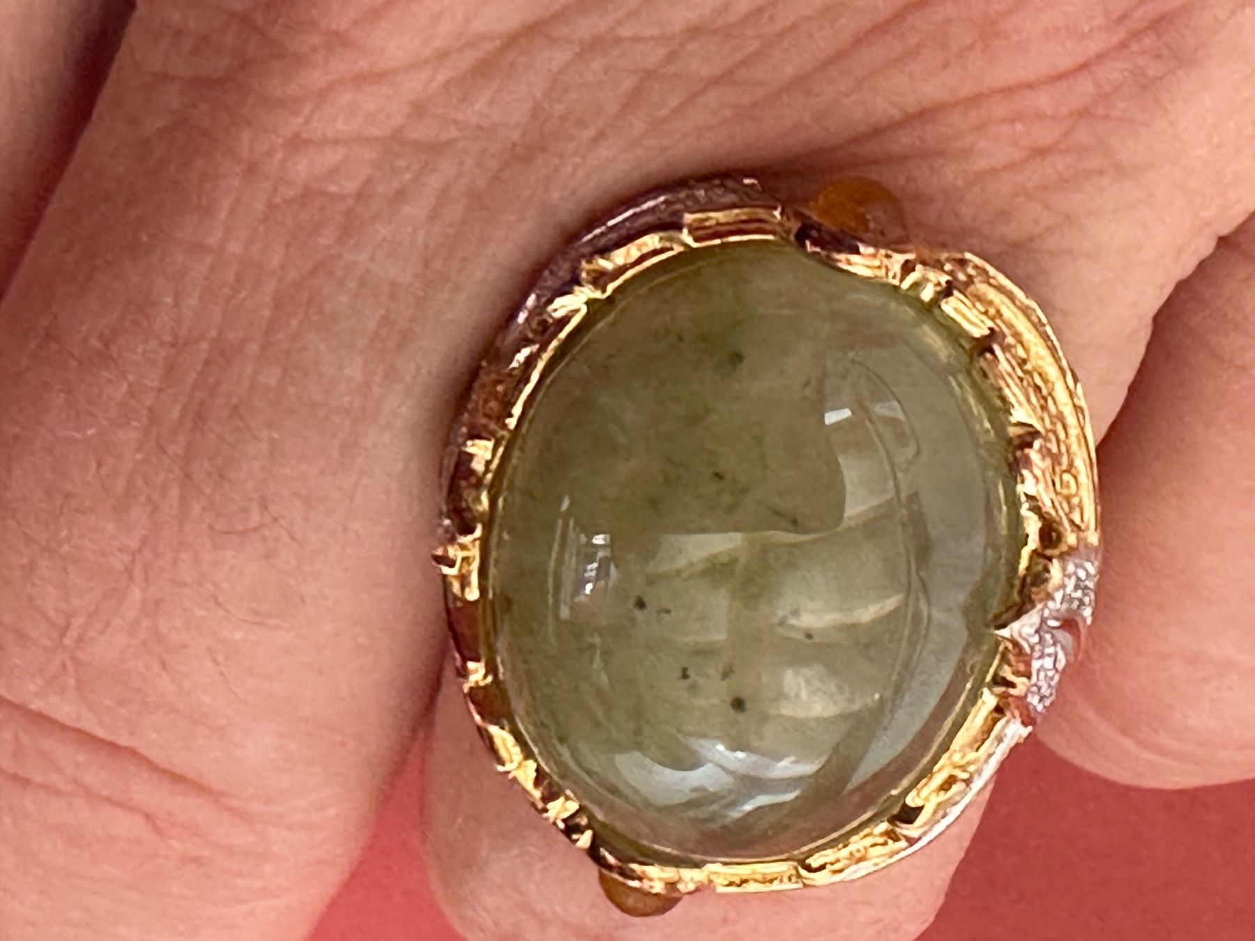 Anelli: Grosser Halbedelstein Ring Silber vergoldete – Usato da Herbriggen venduto da Sehrazade 7