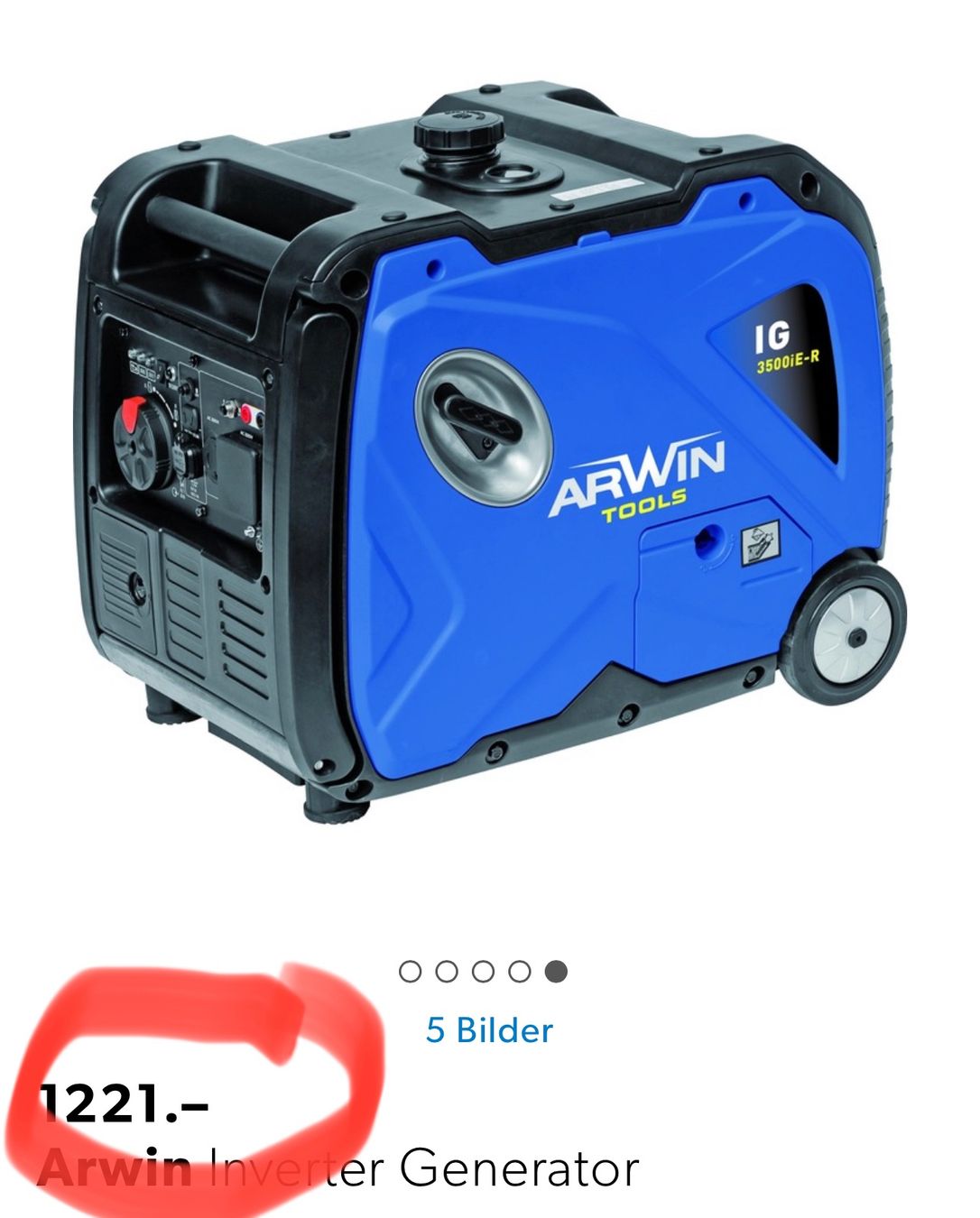 Generatori di corrente: neuer leiser Strom-Generator ARWIN IG3500i-E statt 1221.- – Nuovo e nell'imballaggio originale da Necker venduto da liq24