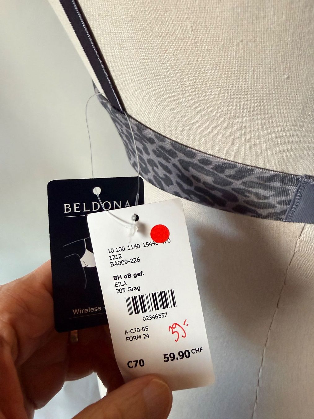 Beldona Altra biancheria intima: BELDONA, BH ohne Bügel EILA, Grösse 70C, Grau Leopardprint – Nuovo e nell'imballaggio originale da Rudolfstetten venduto da gst_g7xl 6