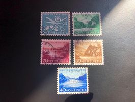 5 timbres oblitérés Pro Patria 1956