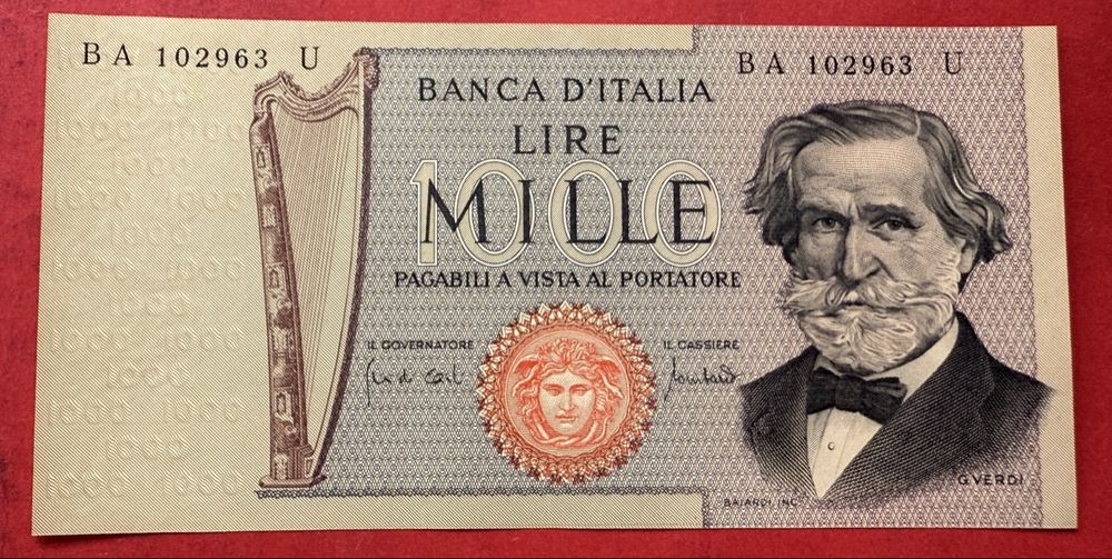 1000 Lire 1969 Ockerfarbne Italien Banknote in Bankfrisch! (Gebraucht ...