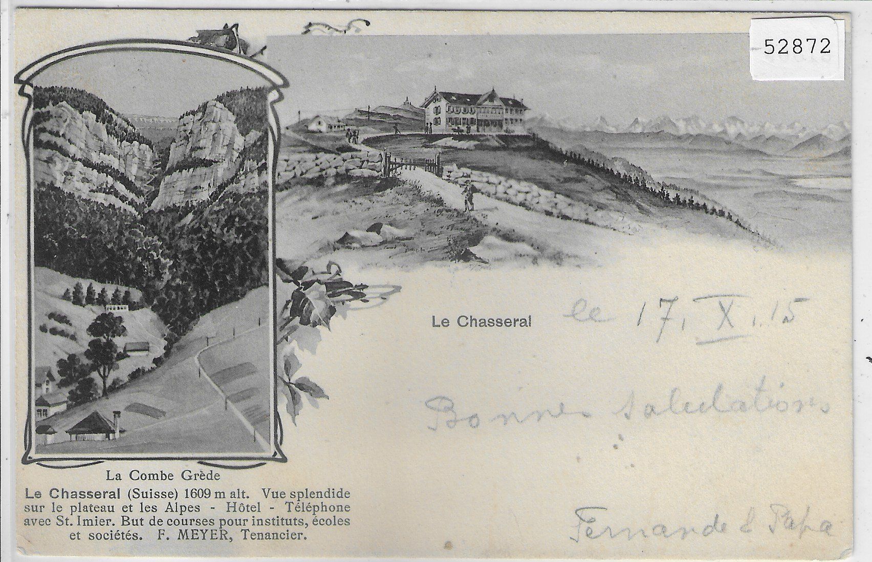 Cartes postales: Le Chasseral - La Combe Grede – D'occasion à Ettingen par Kartenplanet