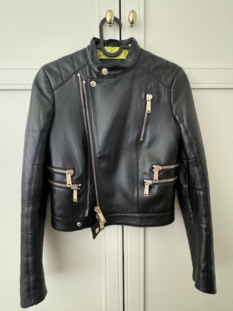 DSQUARED2 Damen Lederjacke Gr. 40 Schwarz Gold