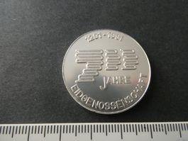 700 Jahre Eidgenossenschaft 1291-1991, versilberte Medaille