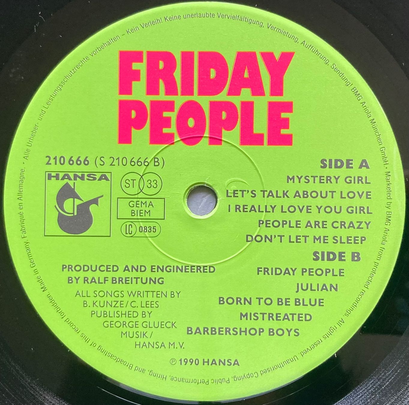 Dischi in vinile: FRIDAY PEOPLE - FRIDAY PEOPLE – Usato da Poliez-Pittet venduto da Newtown-Records 3