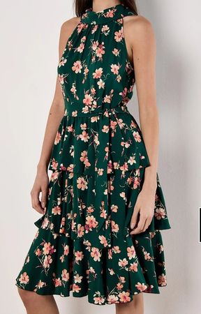 Grünes Sommerkleid von Apricot, Blumenmuster, Grösse L
