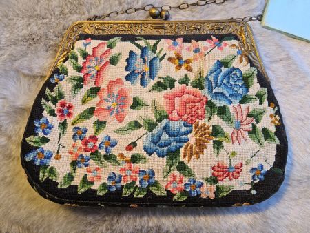 TOP Antike Petit Points Abendtasche Handmade und exotisch