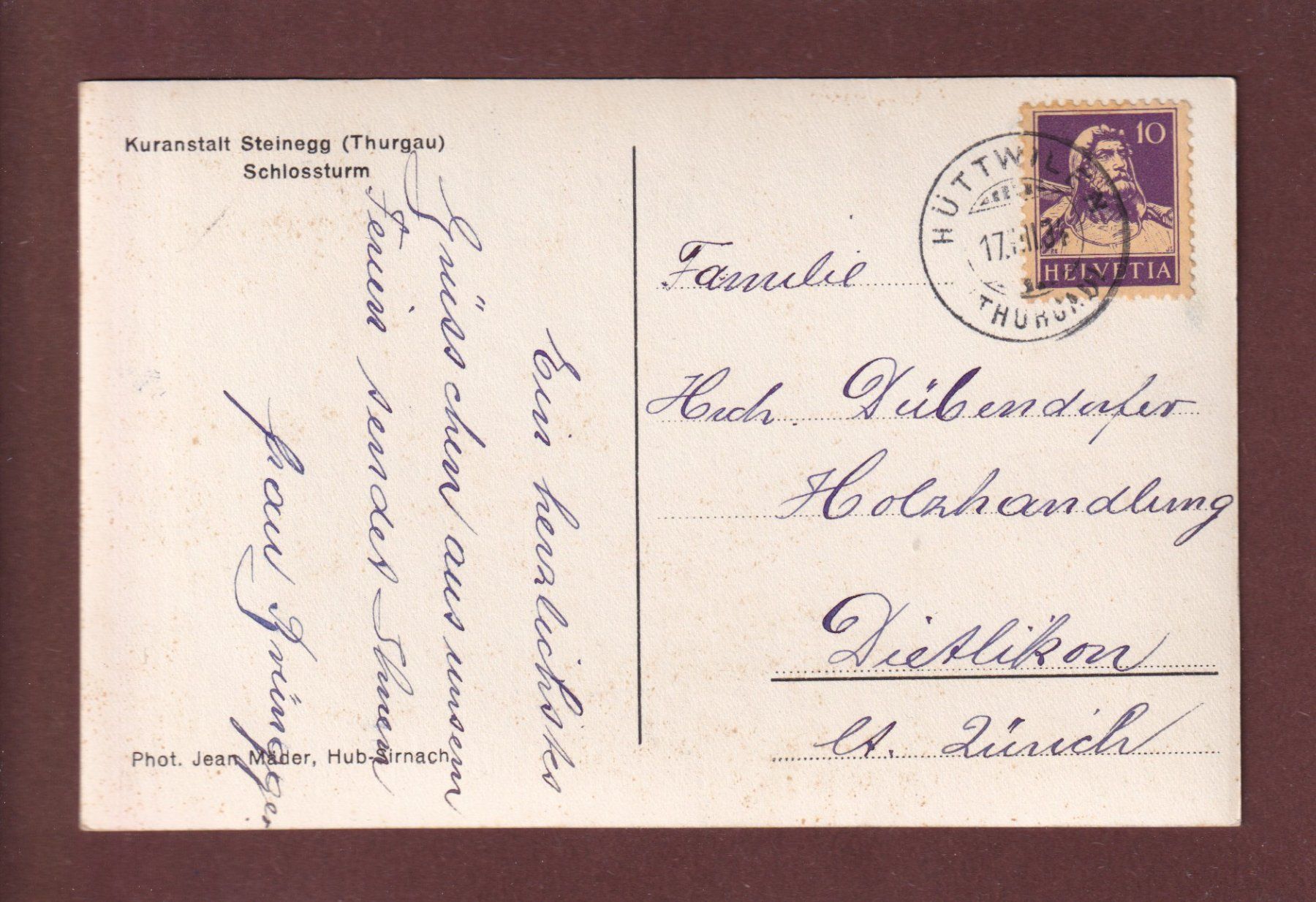 Cartoline postali: STEINEGG - Schlossturm - 1934 – Usato da Pully venduto da nicecards 1