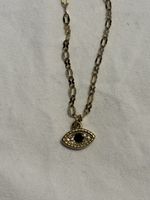 Collier athenais, pendentif œil avec diamant vert