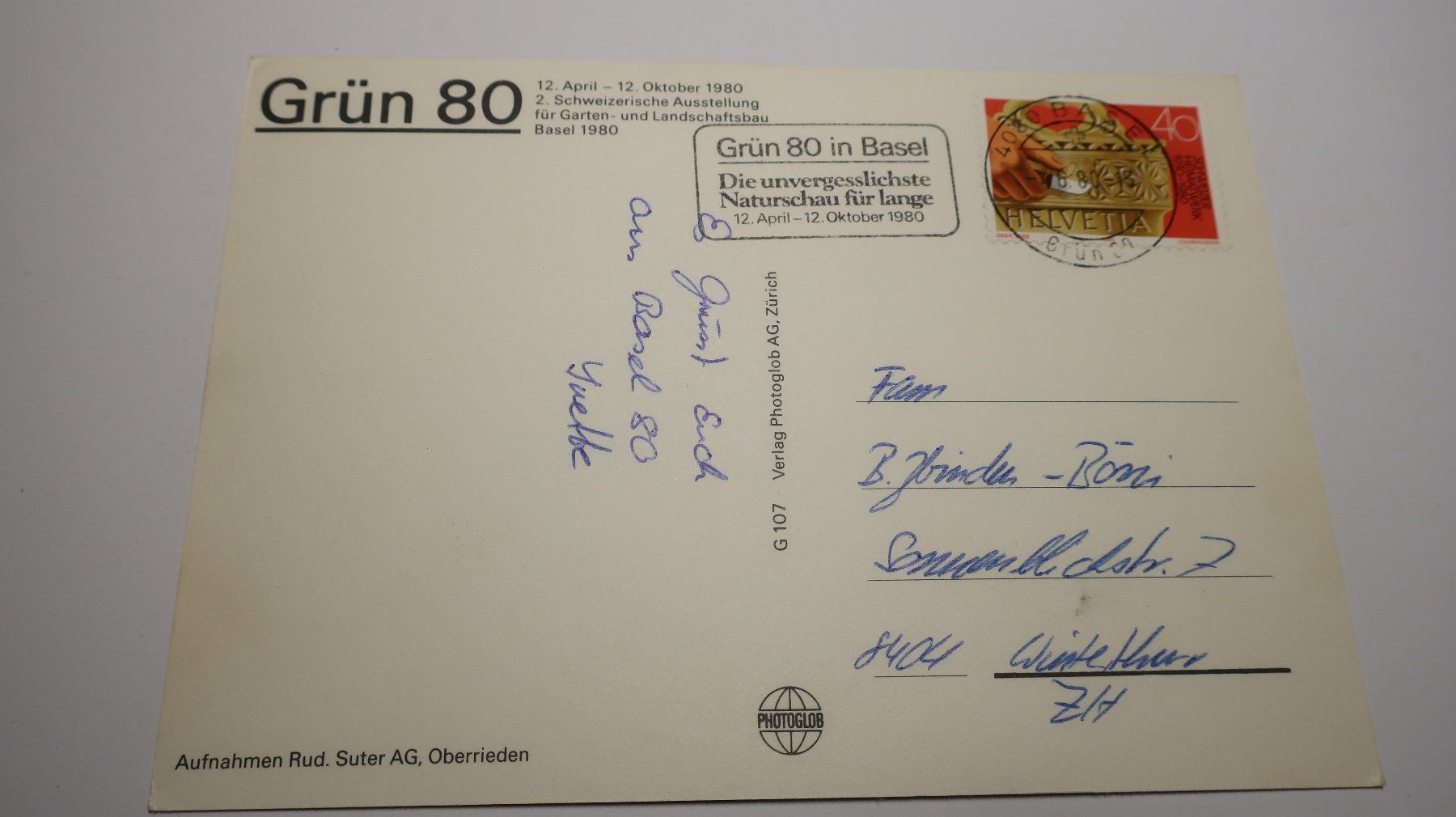 Cartoline postali: Grün 80 basel  1980 – Usato da Cormoret venduto da Pascalll2001 3
