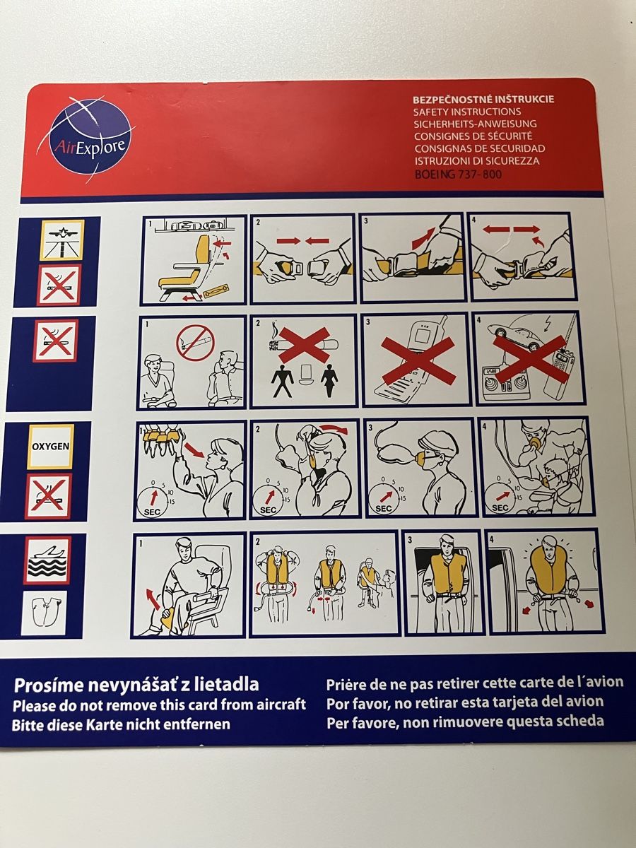 Documenti: Air Explore Boeing 737 Safety Card  – Usato da Zürich venduto da Classic_Collection_Zurich 1