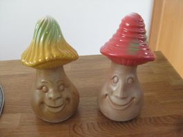 2 witzige Ton Gesicht PILZE