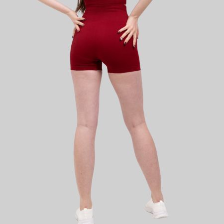 Sport Shorts Damen Seamless Radlerhose Gym Pilates Rot XXL