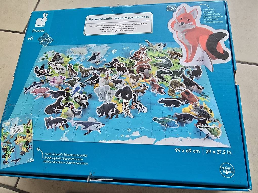 Puzzle: Janod Lernpuzzle Bedrohte Tiere 200 Teile – Usato da Abtwil AG venduto da Stern1969 2