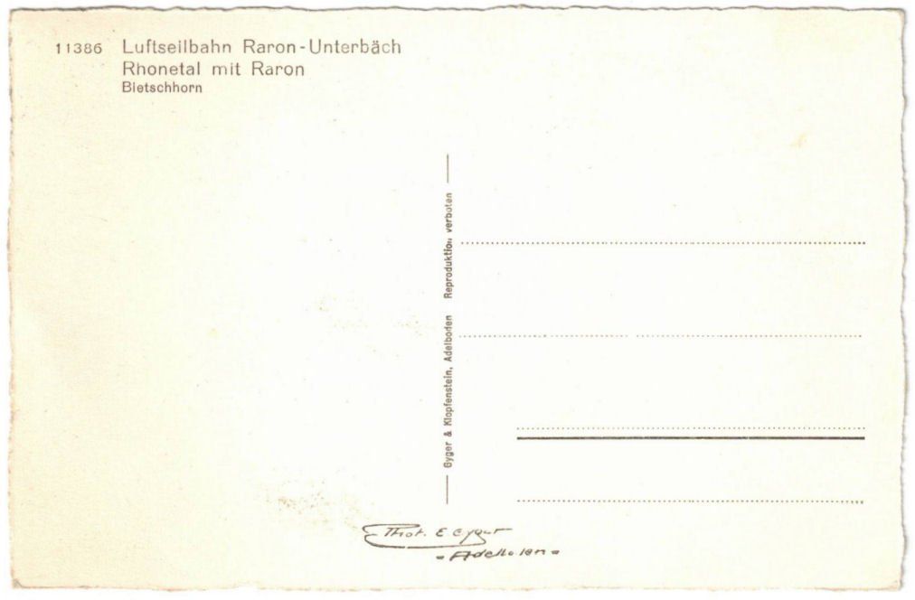 Ansichtskarten: Unterbäch - Luftseilbahn Raron--Unterbäch – Gebraucht aus Binningen von Mountainrider 1
