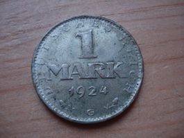 (Silver) 1 Mark  1924 G  VZ