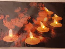 Weihnachten LED Kunstbild brennende Kerzen flackernd